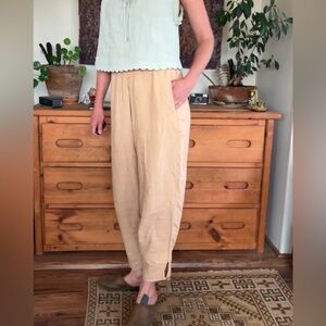 Dazed But Amazed French Linen Drop Crotch Pants Hazelnut